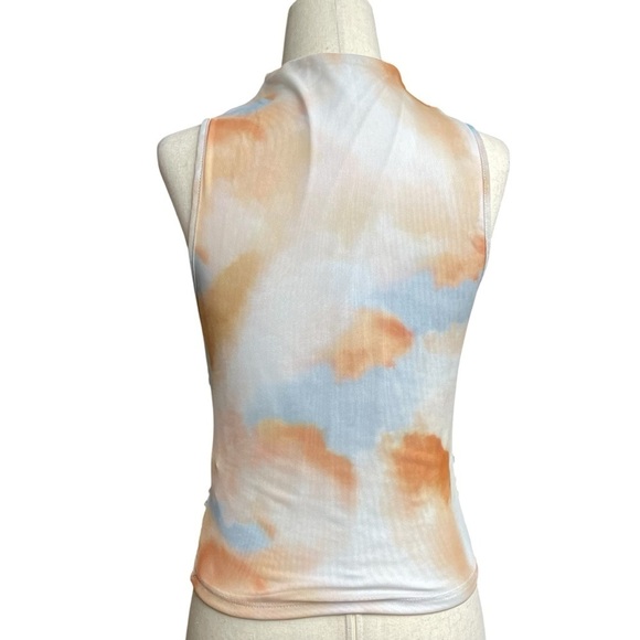Shein Essence Mock Neck Sleeveless Mesh Tie-Dye Ruched Tank Top Top Size 6 - Picture 6 of 11
